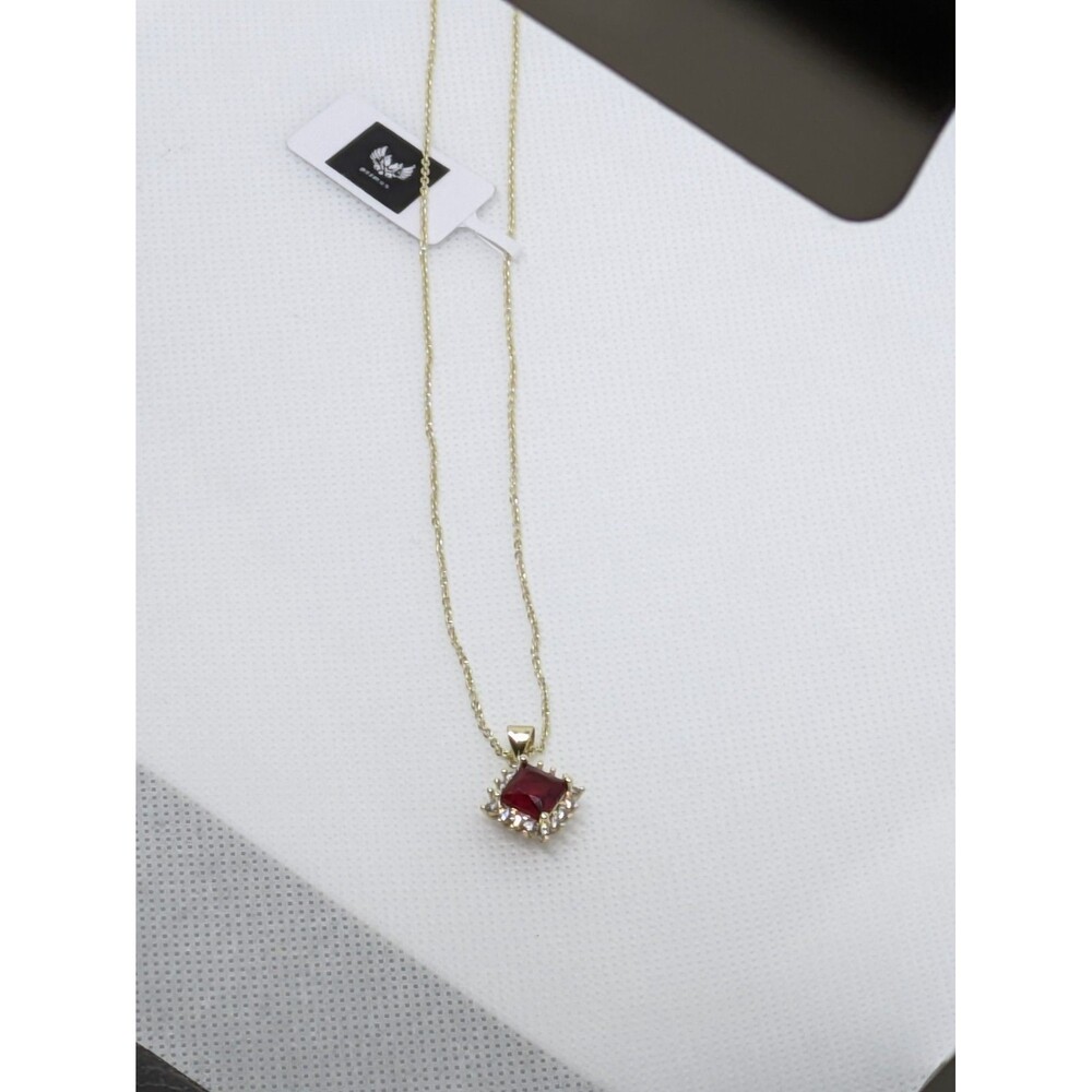 Womens Brand new (W/ Tag) Fine Red Halo Cz Corundum Pendant W/ 16-18in. Chain - Picture 11 of 12